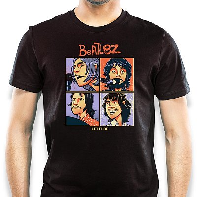 Camiseta Beatles Gorillaz adulto com mangas curtas na cor Preta Premium