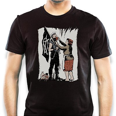 Camiseta Pseudo Punk adulto com mangas curtas na cor Preta Premium