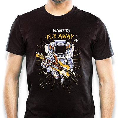 Camiseta Fly Away adulto com mangas curtas na cor Preta Premium