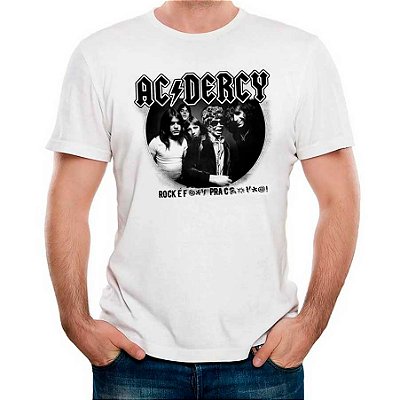 Camiseta Rock AC/Dercy tamanho adulto com mangas curtas na cor branca premium