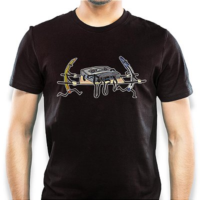 Camiseta SOS Tape adulto com mangas curtas na cor Preta Premium