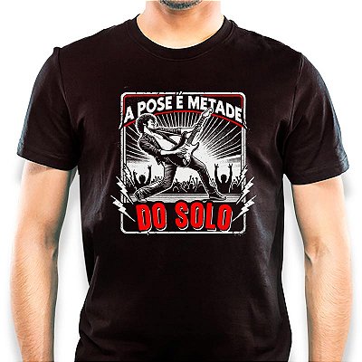Camiseta A pose é metade do solo para adulto com mangas curtas na cor Preta