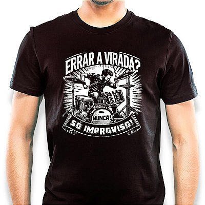 Camiseta Errar a virada nuca só improviso para adulto com mangas curtas na cor Preta