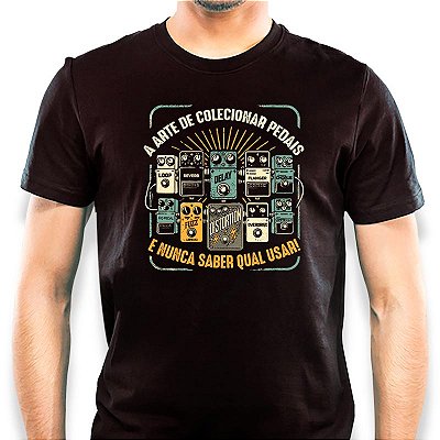 Camiseta A arte de colecionar pedais para adulto com mangas curtas na cor Preta