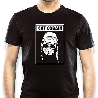 Camiseta Cat Cobain para adulto com mangas curtas na cor Preta