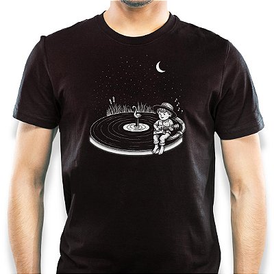 Camiseta Lago de Vinil para adulto com mangas curtas na cor Preta