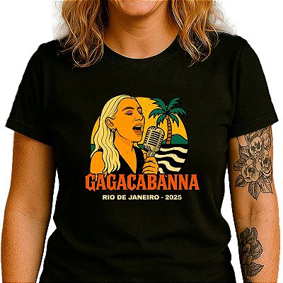 Camiseta Lady Gaga Gagacabana para adulto com mangas curtas na cor Preta
