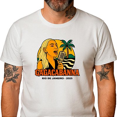 Camiseta Gagacabana para adulto com mangas curtas na cor Branca
