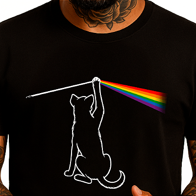 Camiseta Dark Side of the Dog para adulto com mangas curtas na cor Preta