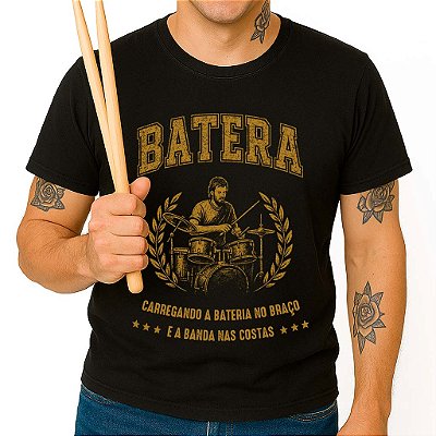 Camiseta Batera Legend para adulto com mangas curtas na cor Preta