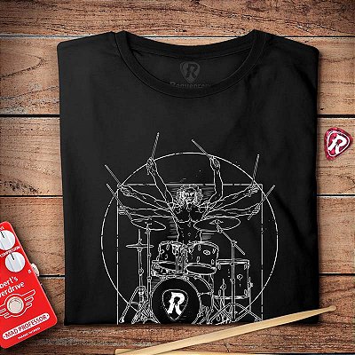 Oferta Relâmpago - Camiseta XG Masculina Preta Batera Vitruviano Premium