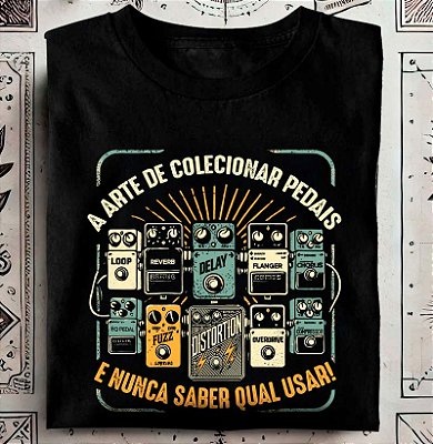 Oferta Relâmpago - Camiseta XG Masculina Preta A arte de colecionar pedais Premium