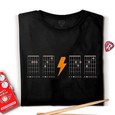 Oferta Relâmpago - Camiseta Premium AC/DC Tablatura XXG Preta na cor preta