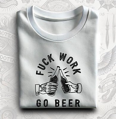 Camiseta Go Beer tamanho adulto na cor branca premium