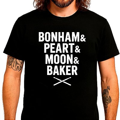 Camiseta premium Bateristas famosos com manga curta na cor preta