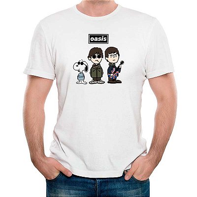 Camiseta Oasis irmãos Gallagher tamanho adulto na cor branca com mangas curtas premium