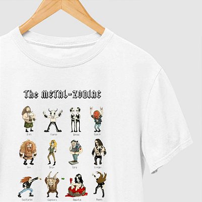 Camiseta Signos do Rock com mangas curtas na cor branca premium
