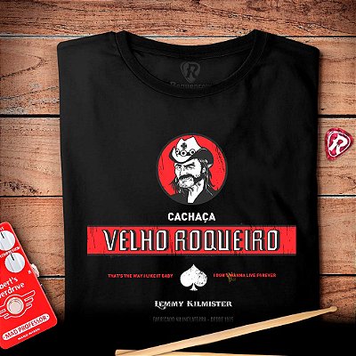 Oferta Relâmpago - Camiseta Premium Velho Roqueiro Lemmy Kilmister XXG Preta