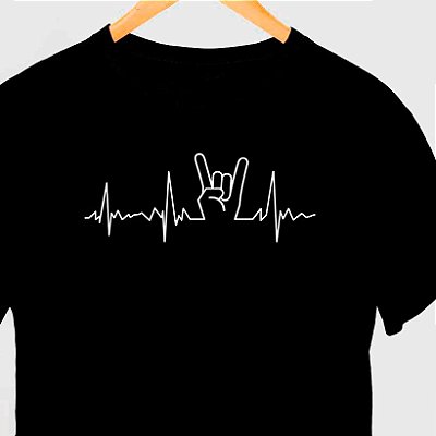 Camiseta Rock Cardiograma com mangas curtas na cor preta premium