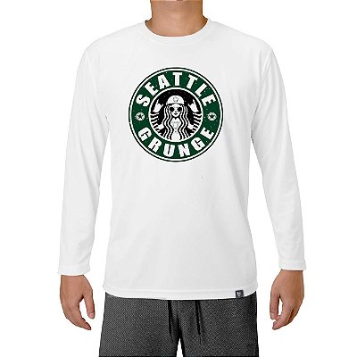 Camiseta Seattle Grunge tamanho adulto com mangas longas na cor branca masculina