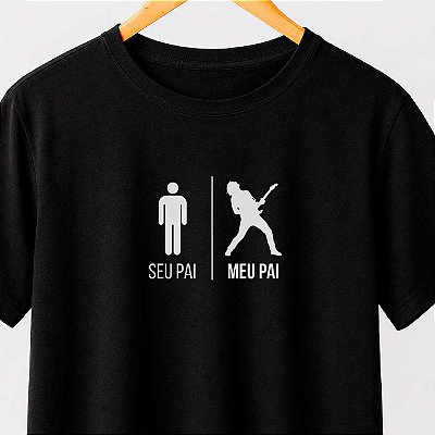 Camiseta seu pai meu pai guitarrista masculina preta de mangas curtas premium