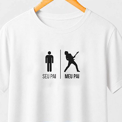 Camiseta seu pai meu pai baixista masculina branca de mangas curtas premium