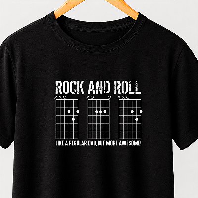 Camiseta Rock and Roll DAD Chords TAB masculina preta de mangas curtas premium