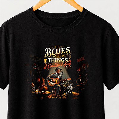 Camiseta Blues Told me Things tamanho adulto com mangas curtas na cor Preta Premium