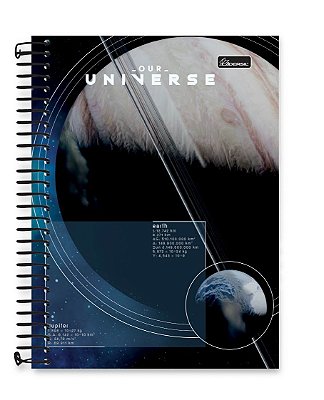 Caderno colegial 15 matérias capa dura Our Universe UN03