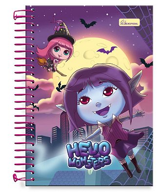 Caderno ¼ capa dura Hello Monsters HMN1402