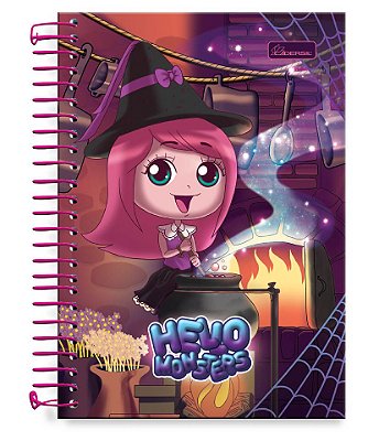 Caderno ¼ capa dura Hello Monsters HMN1403