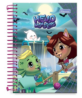 Caderno ¼ capa dura Hello Monsters HMN1404