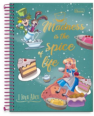 Caderno universitário 10 matérias capa dura I Love Alice ILA01
