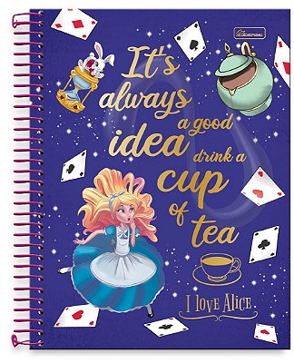 Caderno universitário 10 matérias capa dura I Love Alice ILA04