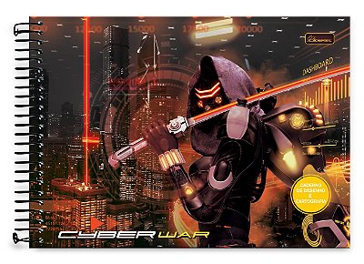 Caderno de Desenho Capa Dura Cyber War CWD03