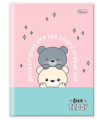 Caderno Capa Dura Costurado Brochura ¼ Love Teddy LTB1402