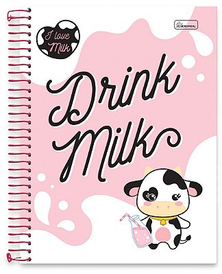 Caderno universitário 01 matéria capa dura I Love Milk ILM02