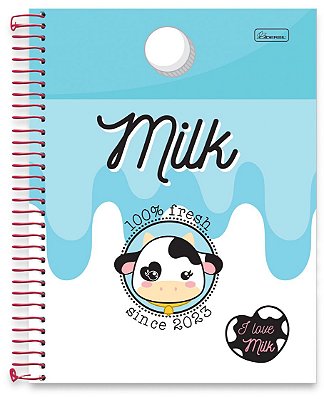 Caderno universitário 01 matéria capa dura I Love Milk ILM03