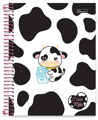 Caderno universitário 15 matérias capa dura I Love Milk ILM01