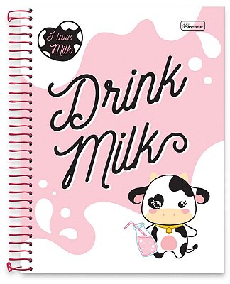 Caderno universitário 15 matérias capa dura I Love Milk ILM02