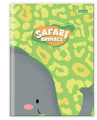 Caderno Capa Dura Costurado Brochura ¼ Safari Animals SNB1404