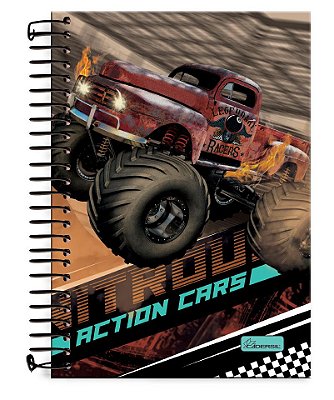 Caderno ¼ capa dura Action Cars AC1402