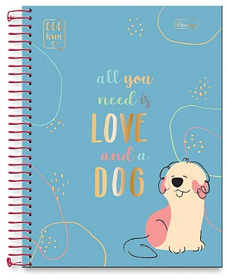 Caderno universitário 01 matéria capa dura Dog Lovers DL02