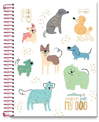 Caderno universitário 10 matérias capa dura Dog Lovers DL01