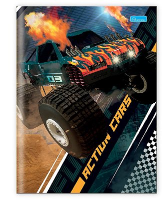 Caderno Capa Dura Costurado Brochura Univ. Action Cars ACB01