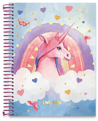Caderno universitário 01 matéria capa dura Unicorn, I Believe UIB02