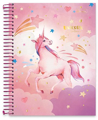 Caderno universitário 01 matéria capa dura Unicorn, I Believe UIB04