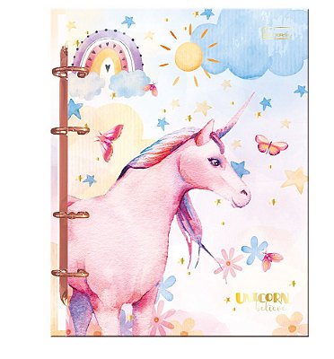 Caderno Colegial Argolado - Folhas Coloridas Unicorn, I Believe UIBCA01