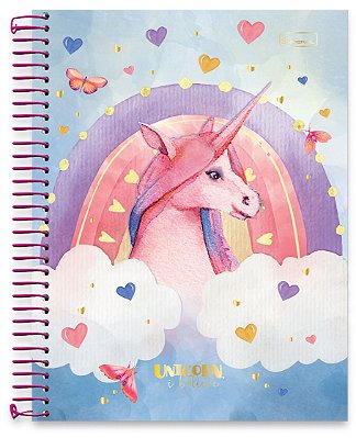 Caderno universitário 20 matérias capa dura Unicorn, I Believe UIB02