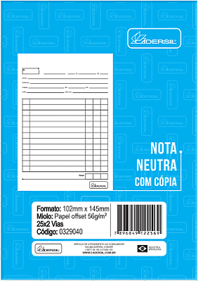 NOTA NEUTRA PEQUENA 1/32 COM CÓPIA DE 25X2 FOLHAS Offset 90g 50 folhas (pacote com 10 unidades )